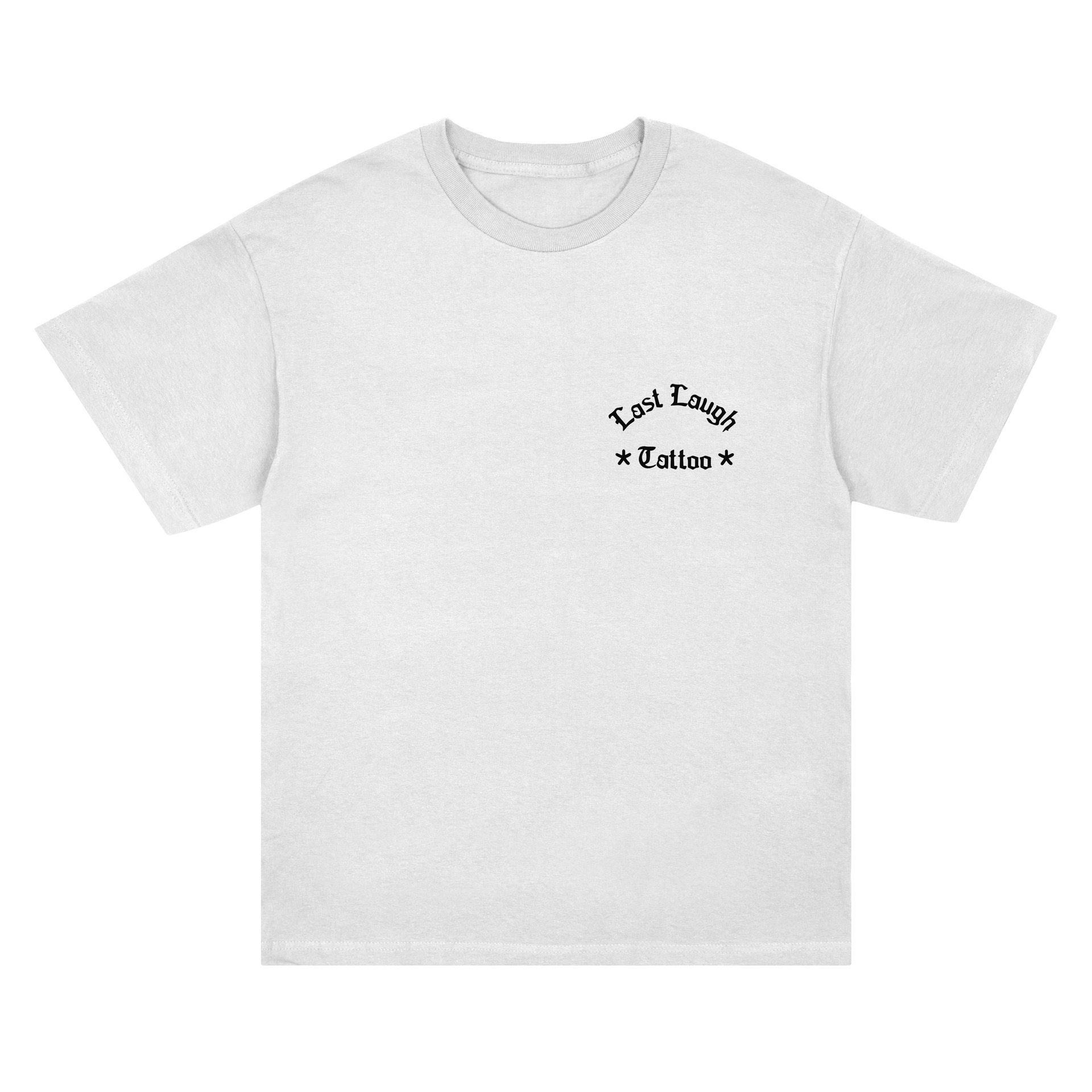 BILLBOARD TEE — WHITE – LAST LAUGH TATTOO