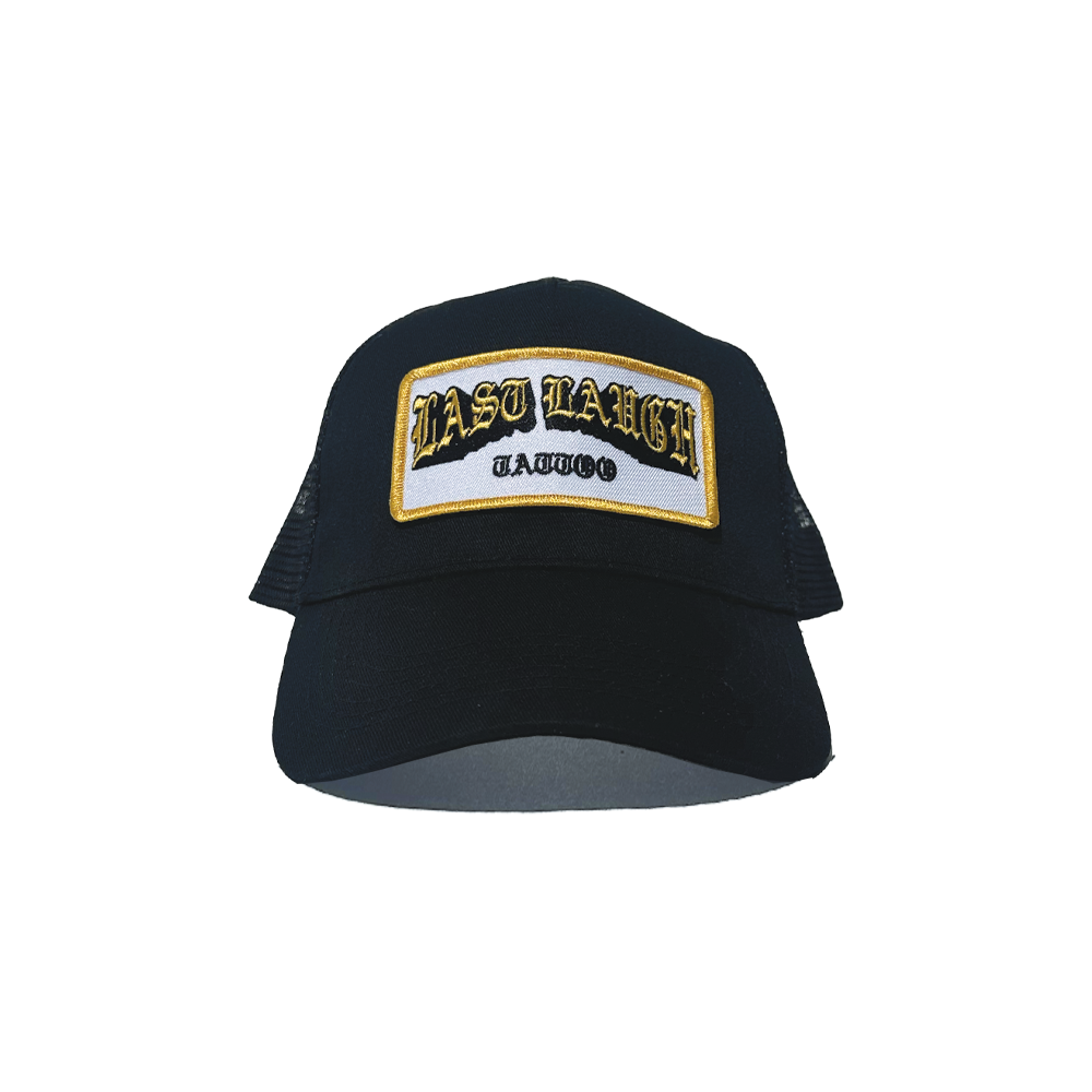 PATCH TRUCKER HAT — BLACK